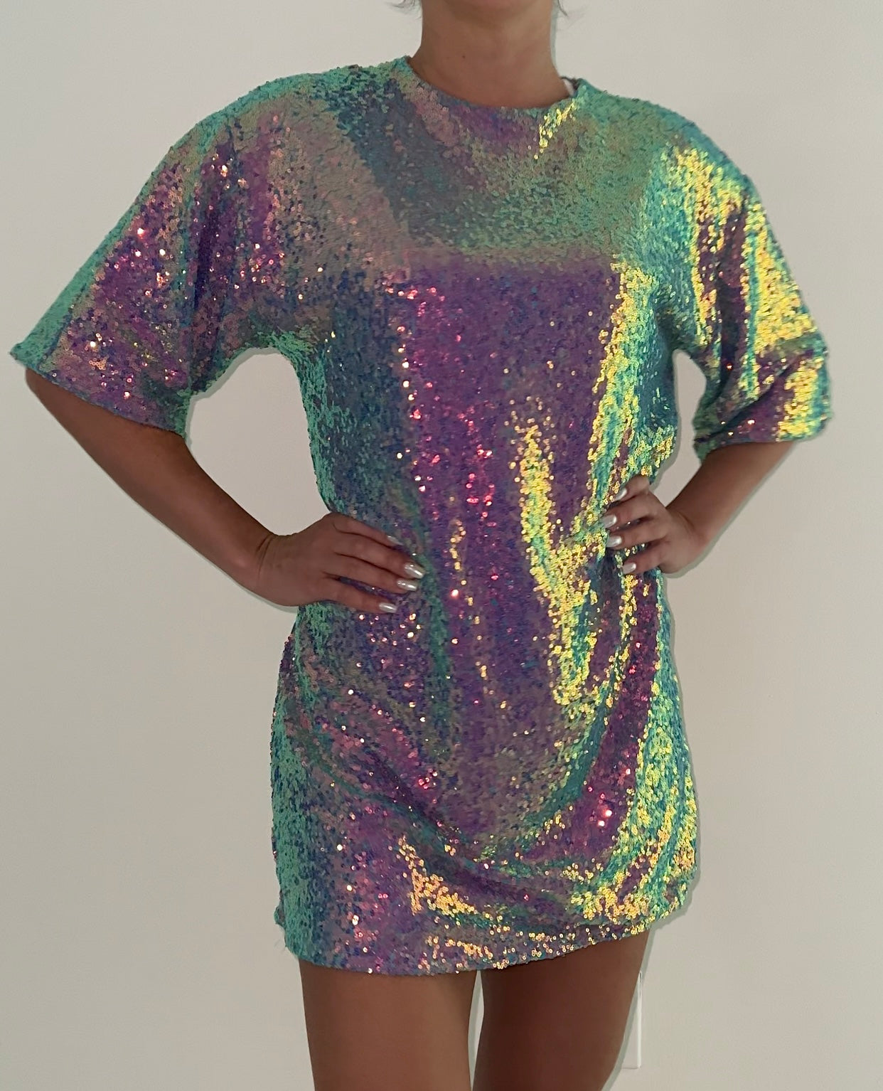 Sequin T-shirt Dress